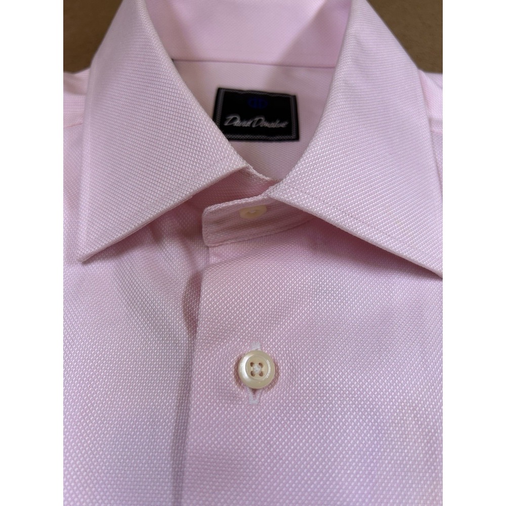 David Donahue Long Sleeve Button Up Dress Shirt Pastel Pink Men's 16 32/33